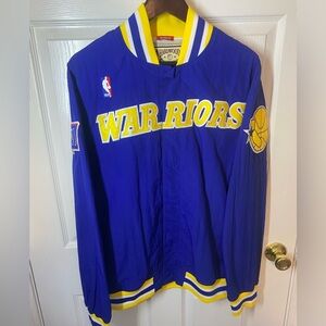 Men's Royal Golden State Warriors 1996/97 Authentic Full-Snap Warmup Jacket